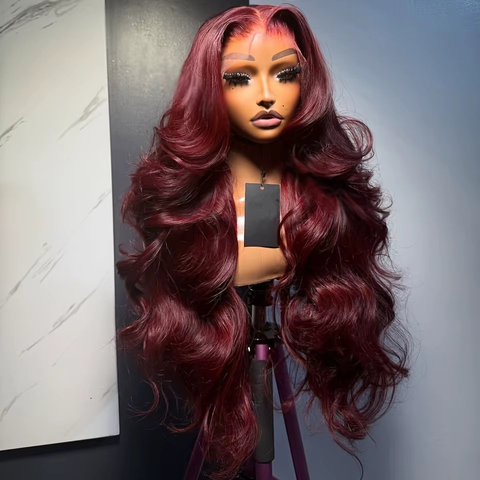99J Burgundy 250% Density HD Lace Front Human Hair Wig