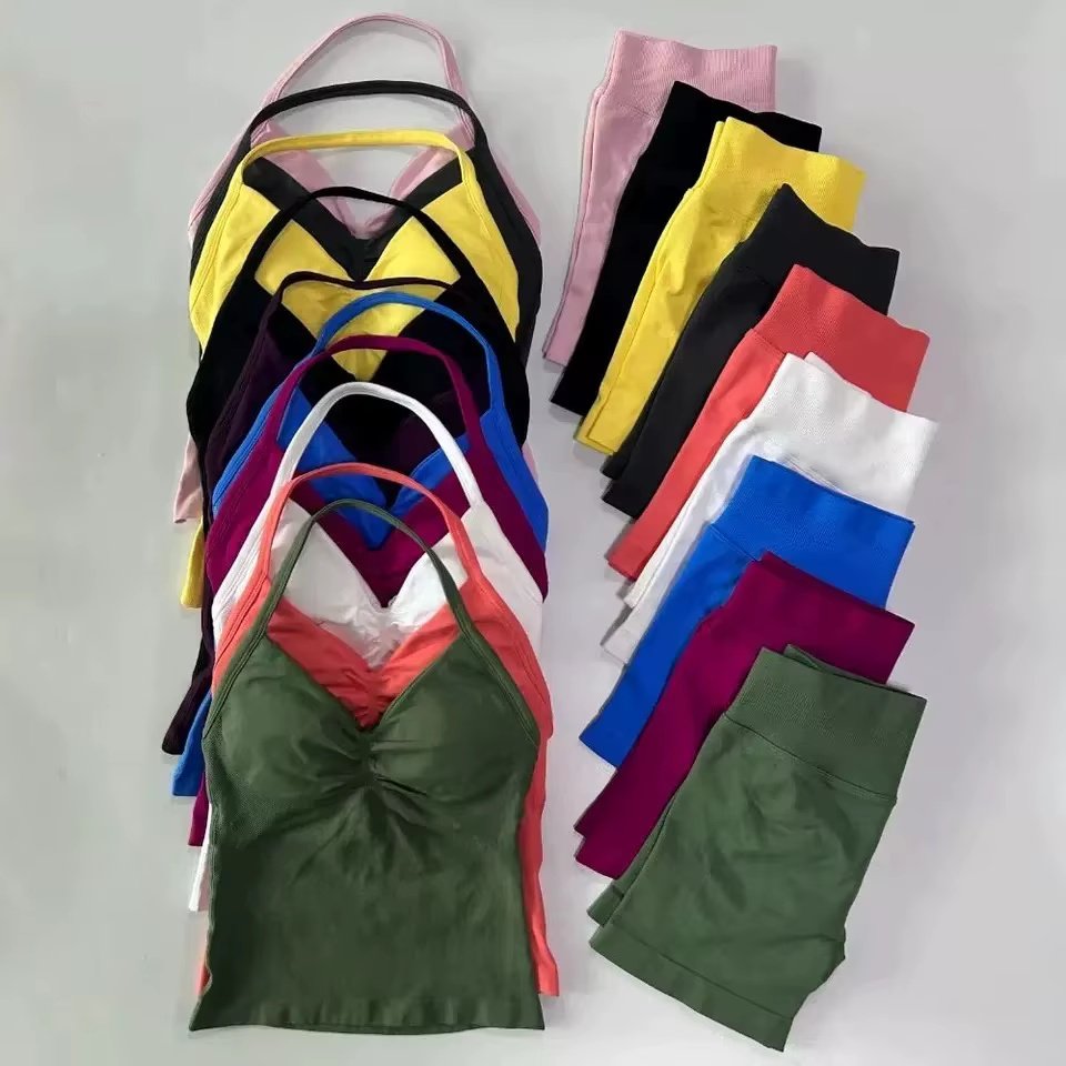 Women’s Halter Sports Bra and High-Waist Shorts Set