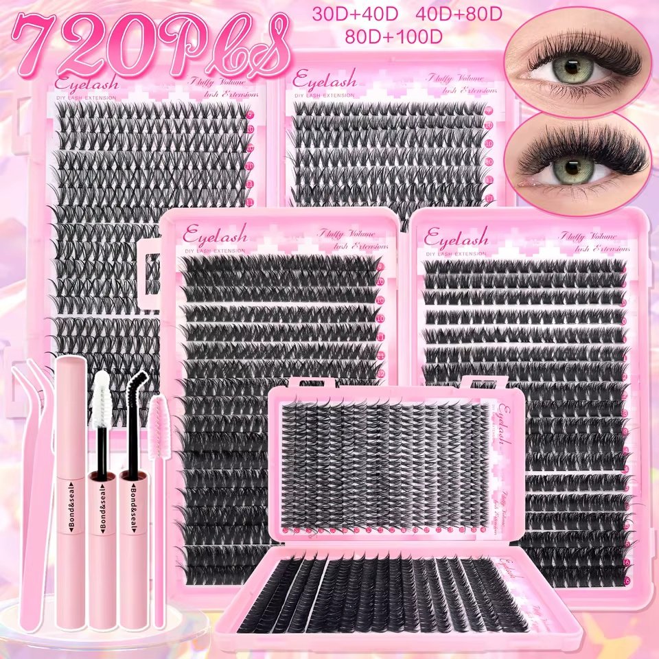 DIY Wispy Cluster Lash Extension Kit with Bond and Seal