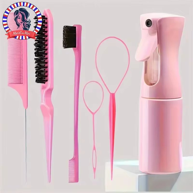 6-Piece Hair Styling Brush and Braiding Tool Set